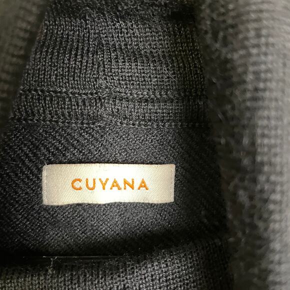 Cuyana Oversized Turtleneck Sweater Black Womens Regular Knit Tunic Slit - Picture 11 of 12